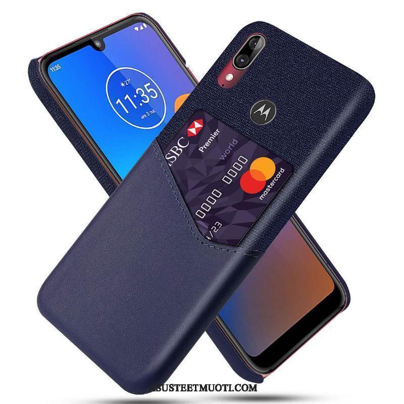 Moto E6 Plus Kuoret Kuori Kukkakuvio Pesty Suede Puhelimen Musta