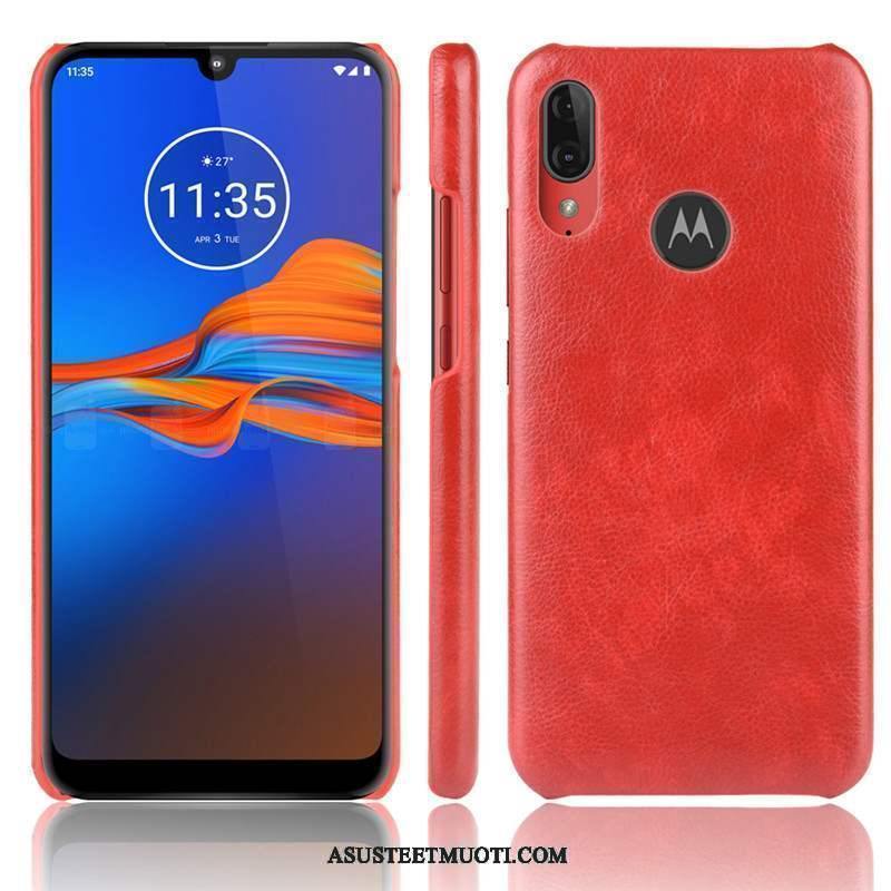 Moto E6 Plus Kuoret Puhelimen Punainen Nahka Kotelo Kuori