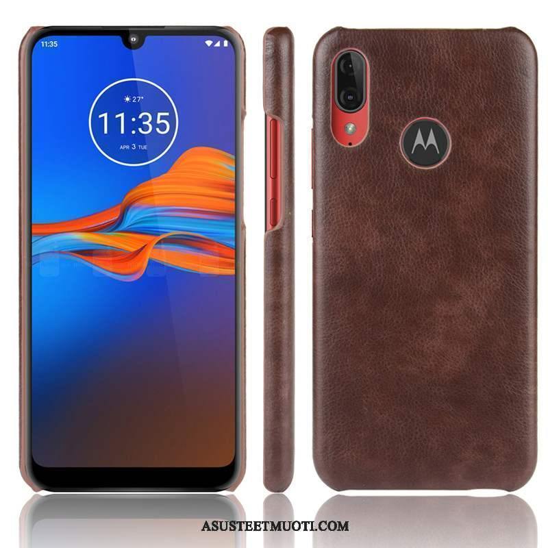 Moto E6 Plus Kuoret Puhelimen Punainen Nahka Kotelo Kuori