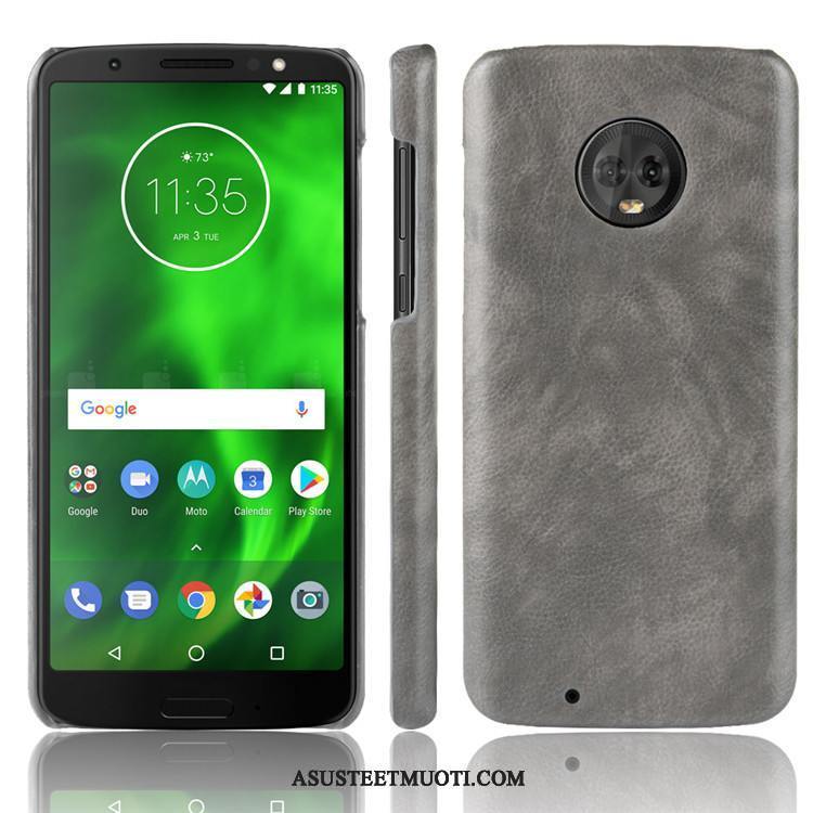 Moto G6 Kuoret Kuori Punainen Kukkakuvio Vuosikerta Kotelo