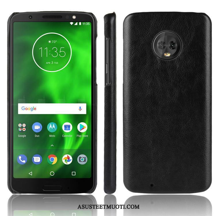 Moto G6 Kuoret Kuori Punainen Kukkakuvio Vuosikerta Kotelo