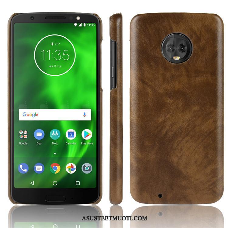 Moto G6 Kuoret Kuori Punainen Kukkakuvio Vuosikerta Kotelo