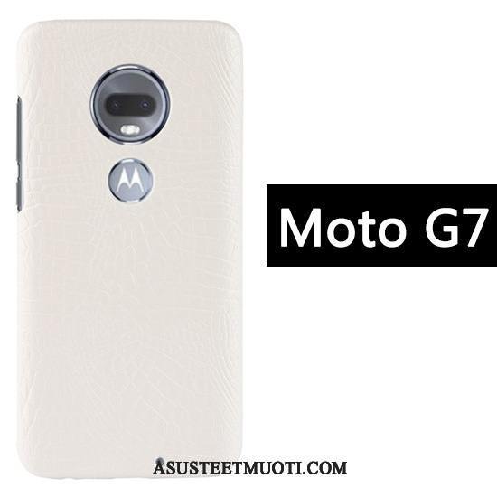 Moto G7 Kuoret Kukkakuvio Murtumaton Punainen Krokotiili Suojaus