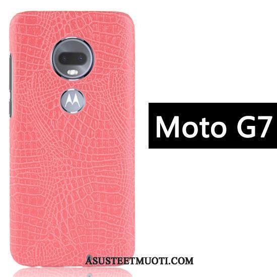 Moto G7 Kuoret Kukkakuvio Murtumaton Punainen Krokotiili Suojaus