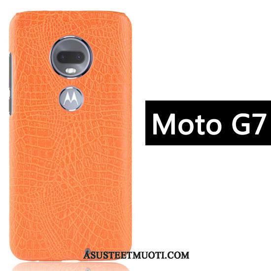 Moto G7 Kuoret Kukkakuvio Murtumaton Punainen Krokotiili Suojaus