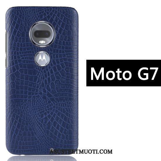 Moto G7 Kuoret Kukkakuvio Murtumaton Punainen Krokotiili Suojaus