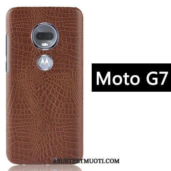 Moto G7 Kuoret Kukkakuvio Murtumaton Punainen Krokotiili Suojaus