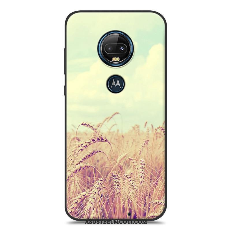 Moto G7 Kuori Kuoret Musta Silikoni Ripustettavat Koristeet Puhelimen Pesty Suede