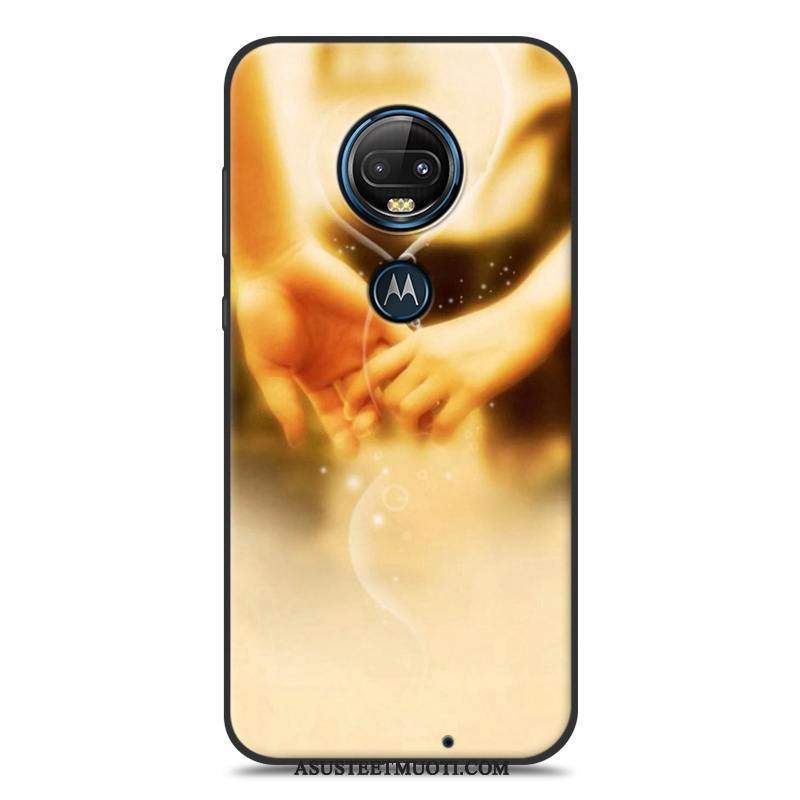 Moto G7 Kuori Kuoret Musta Silikoni Ripustettavat Koristeet Puhelimen Pesty Suede