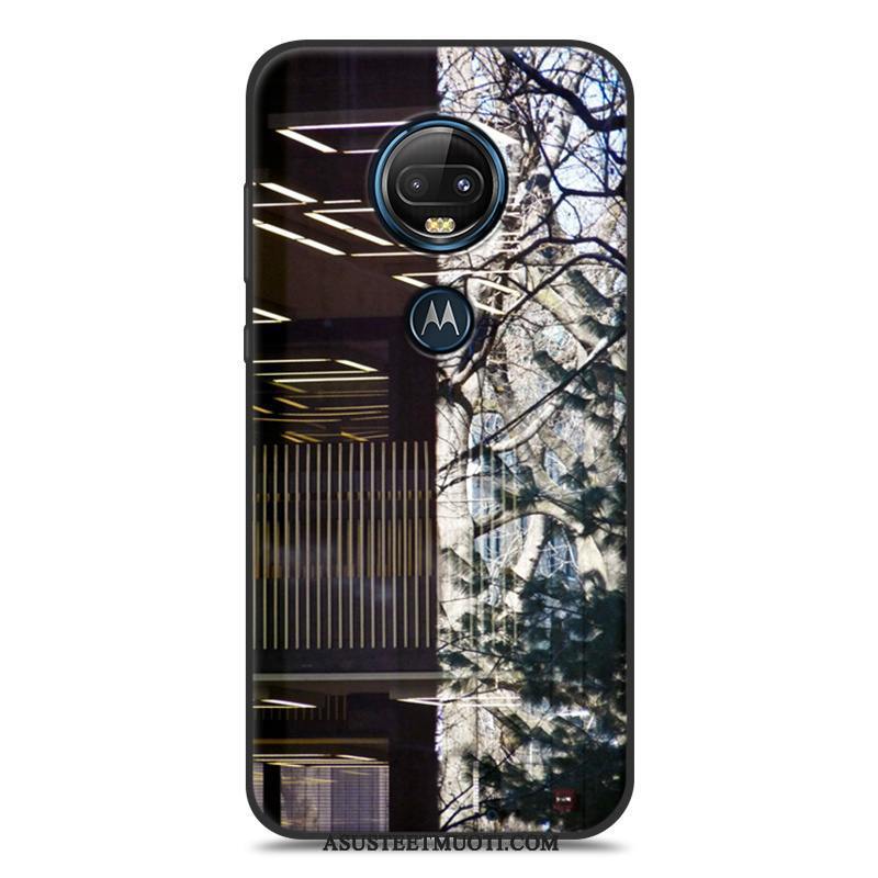 Moto G7 Kuori Kuoret Musta Silikoni Ripustettavat Koristeet Puhelimen Pesty Suede