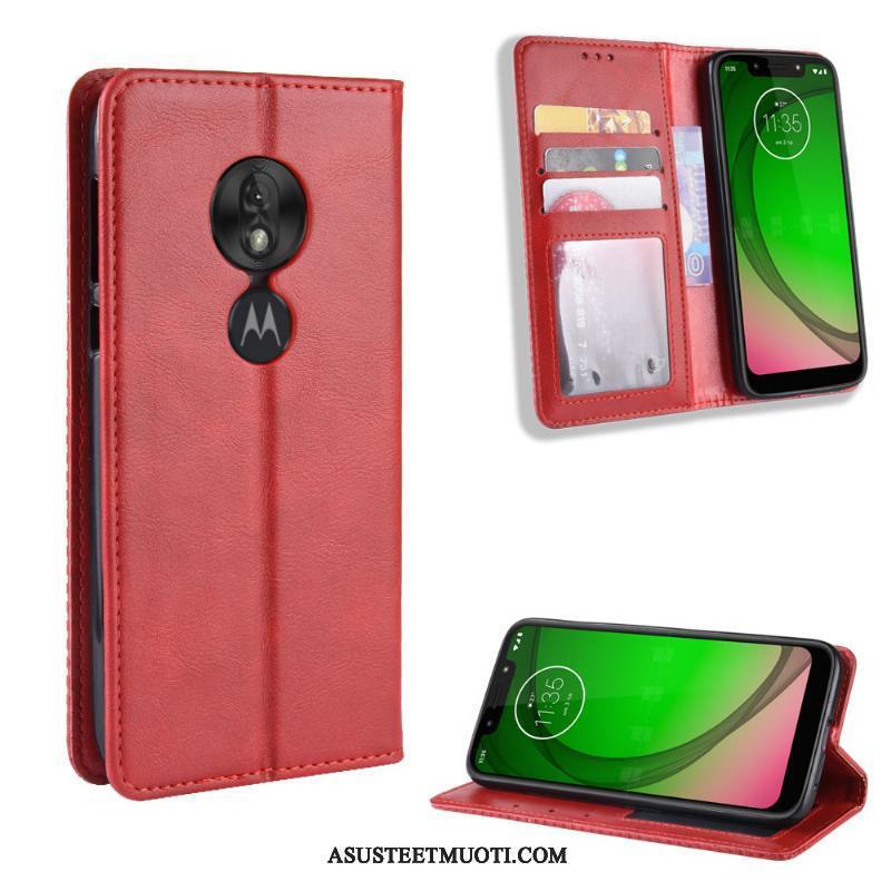 Moto G7 Play Kuoret Kuori Murtumaton Puhelimen Kukkakuvio Nahkakotelo