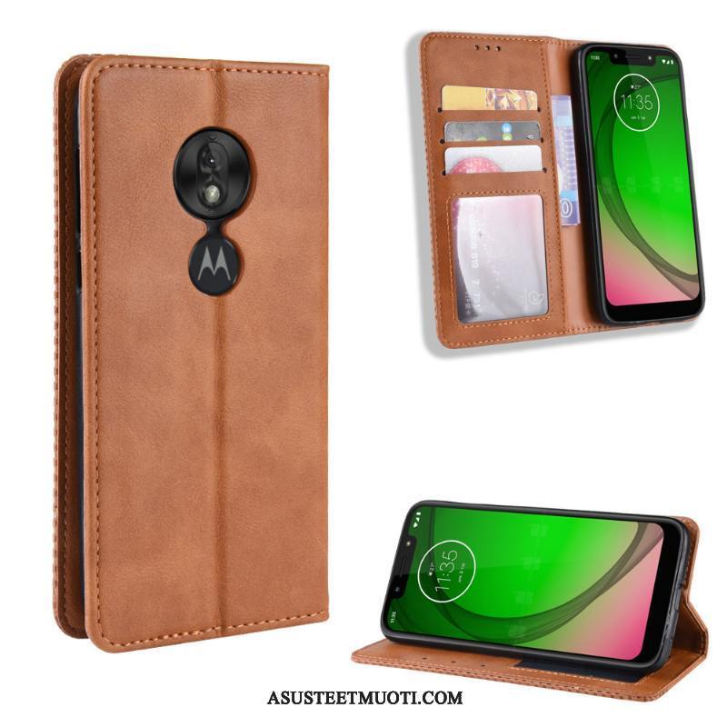 Moto G7 Play Kuoret Kuori Murtumaton Puhelimen Kukkakuvio Nahkakotelo