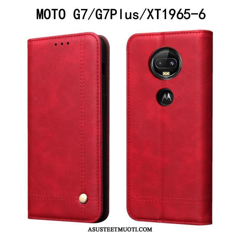 Moto G7 Plus Kuoret Murtumaton Kotelo Puhelimen Suojaus Punainen