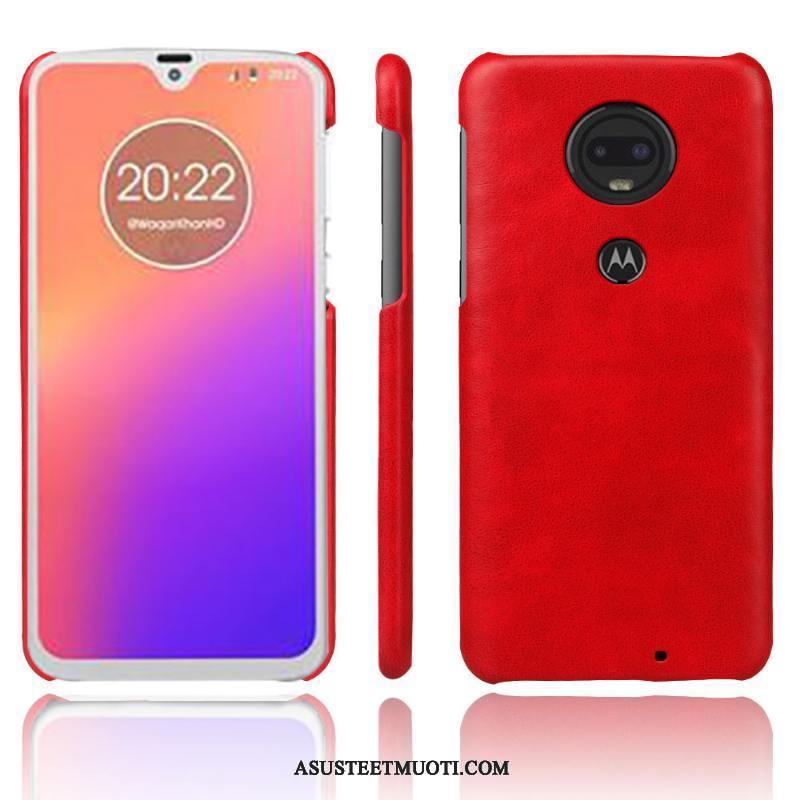 Moto G7 Plus Kuoret Vuosikerta Murtumaton Kotelo Suojaus Punainen