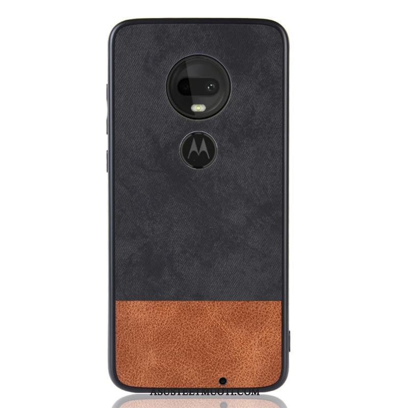 Moto G7 Plus Kuoret Värisävyt Nahka Harmaa Murtumaton Kotelo