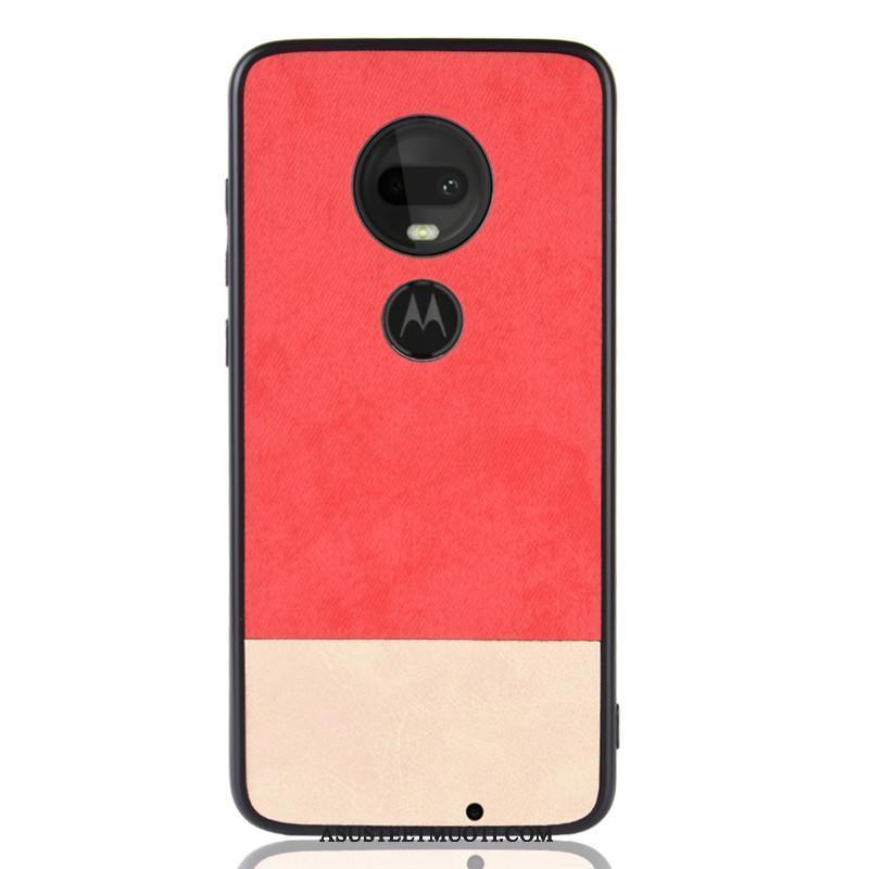 Moto G7 Plus Kuoret Värisävyt Nahka Harmaa Murtumaton Kotelo