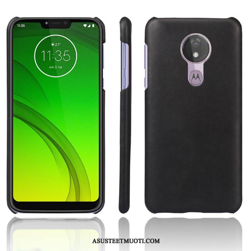 Moto G7 Power Kuoret Suojaus Yksinkertainen Harmaa Nahka Puhelimen