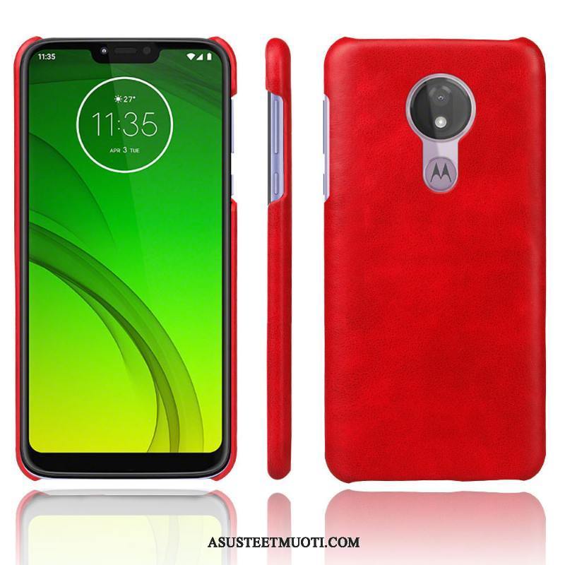 Moto G7 Power Kuoret Suojaus Yksinkertainen Harmaa Nahka Puhelimen