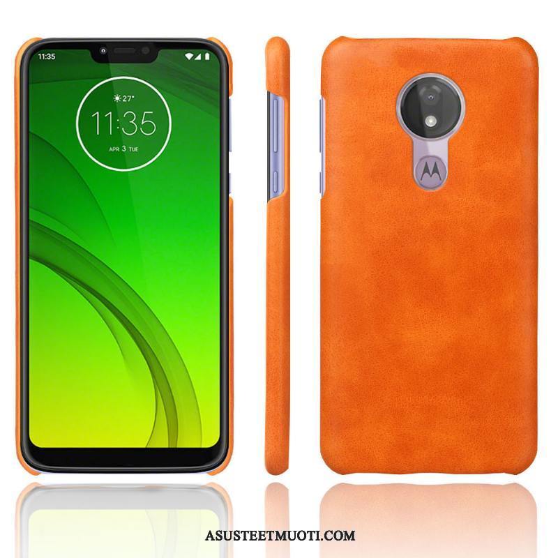 Moto G7 Power Kuoret Suojaus Yksinkertainen Harmaa Nahka Puhelimen