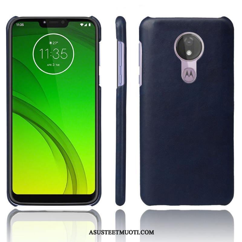 Moto G7 Power Kuoret Suojaus Yksinkertainen Harmaa Nahka Puhelimen