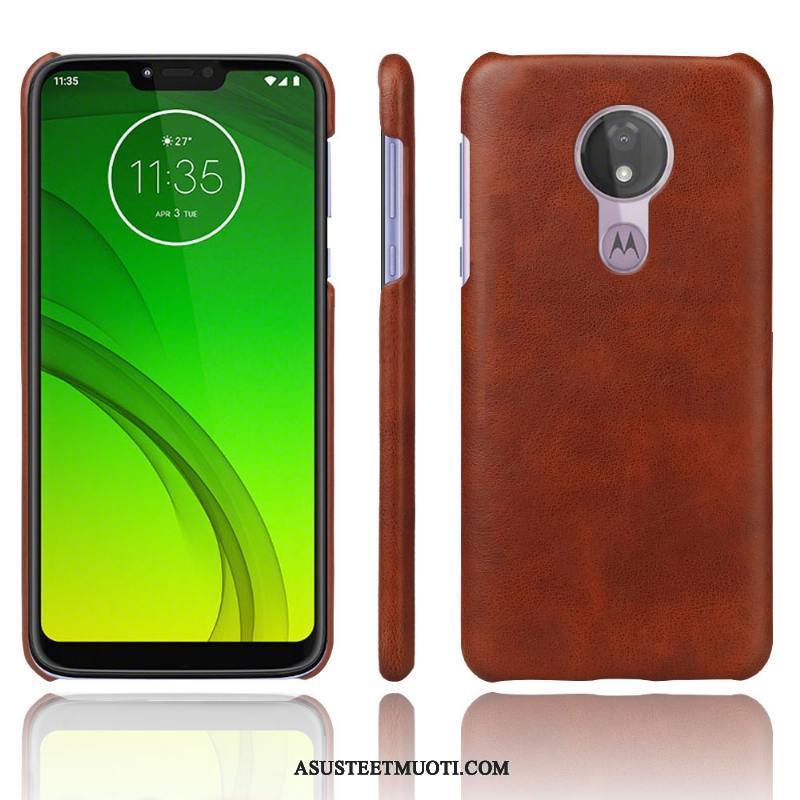 Moto G7 Power Kuoret Suojaus Yksinkertainen Harmaa Nahka Puhelimen