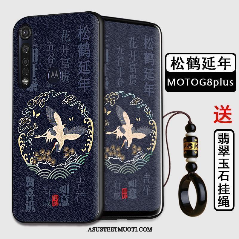Moto G8 Plus Kuoret Musta Kiinalainen Tyyli All Inclusive Kotelo Murtumaton
