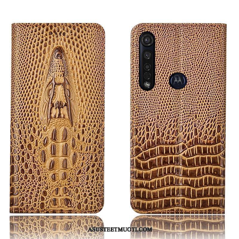 Moto G8 Plus Kuori Kuoret Krokotiili Kotelo Sininen All Inclusive Puhelimen