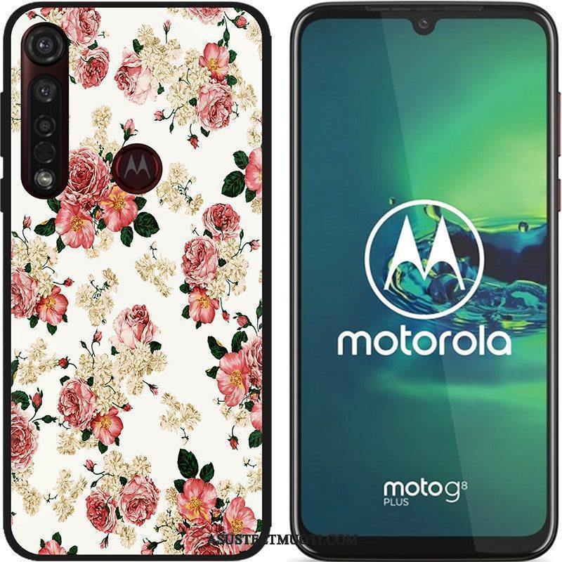 Moto G8 Plus Kuori Kuoret Maalaus Jauhe Musta Pesty Suede Puhelimen