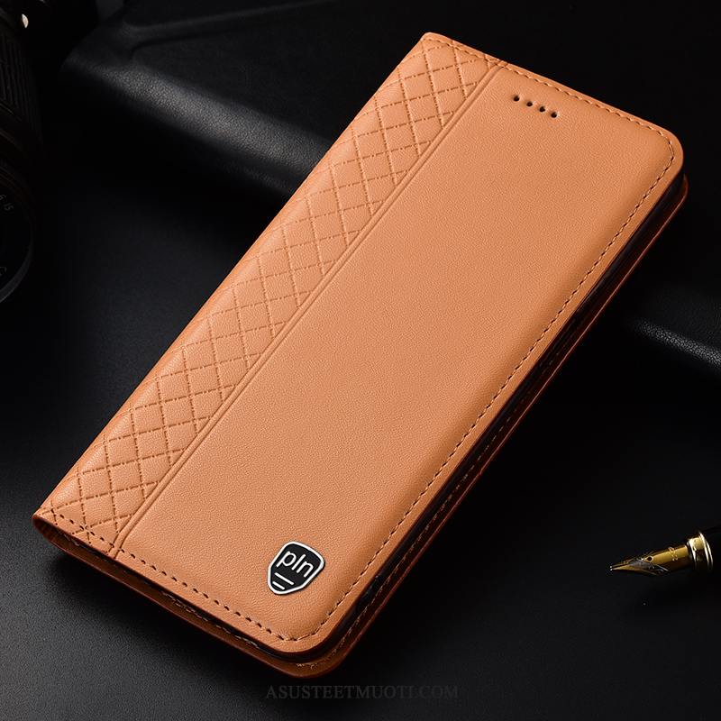 Moto G8 Power Kuoret All Inclusive Keltainen Puhelimen Aito Nahka Kotelo