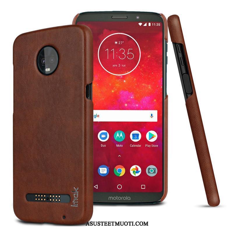 Moto Z3 Play Kuori Kuoret Puhelimen Nahka Musta Kotelo