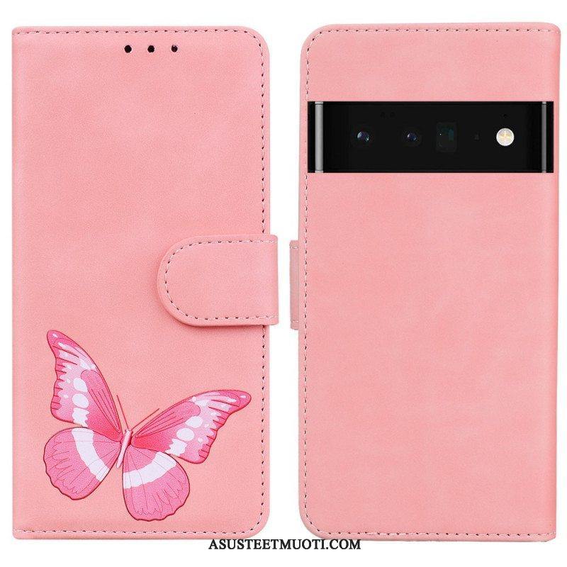 Nahkakotelo Google Pixel 6 Pro Skin Touch Butterfly