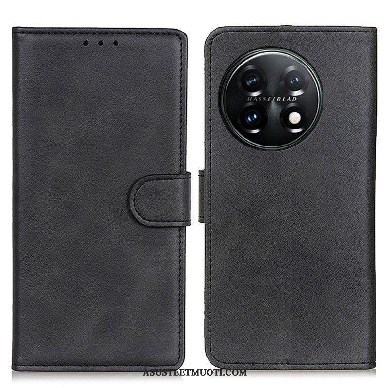 Nahkakotelo OnePlus 11 5G Matta Retro-nahkaefekti