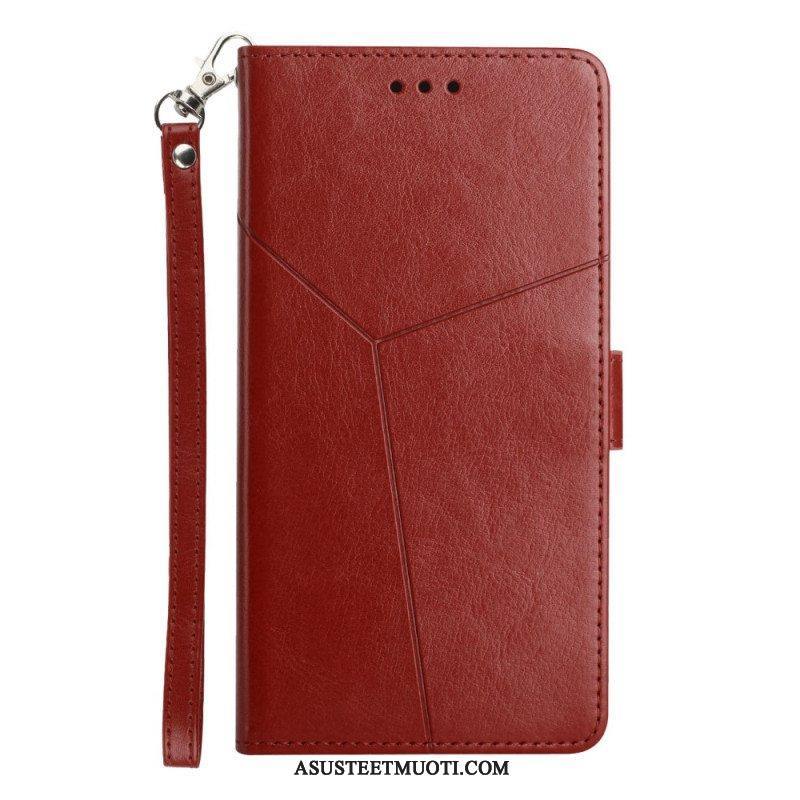 Nahkakotelo Oppo A54 5G / A74 5G Suojaketju Kuori Y Strappy Design
