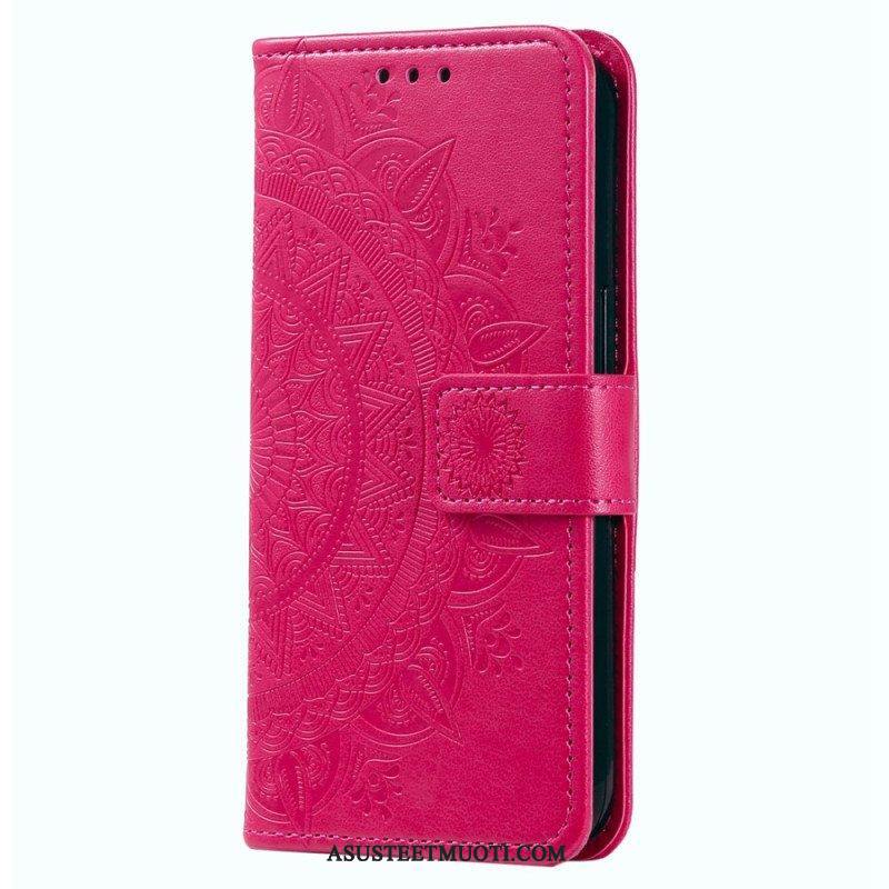 Nahkakotelo Oppo Reno 8 Suojaketju Kuori Strappy Sun Mandala