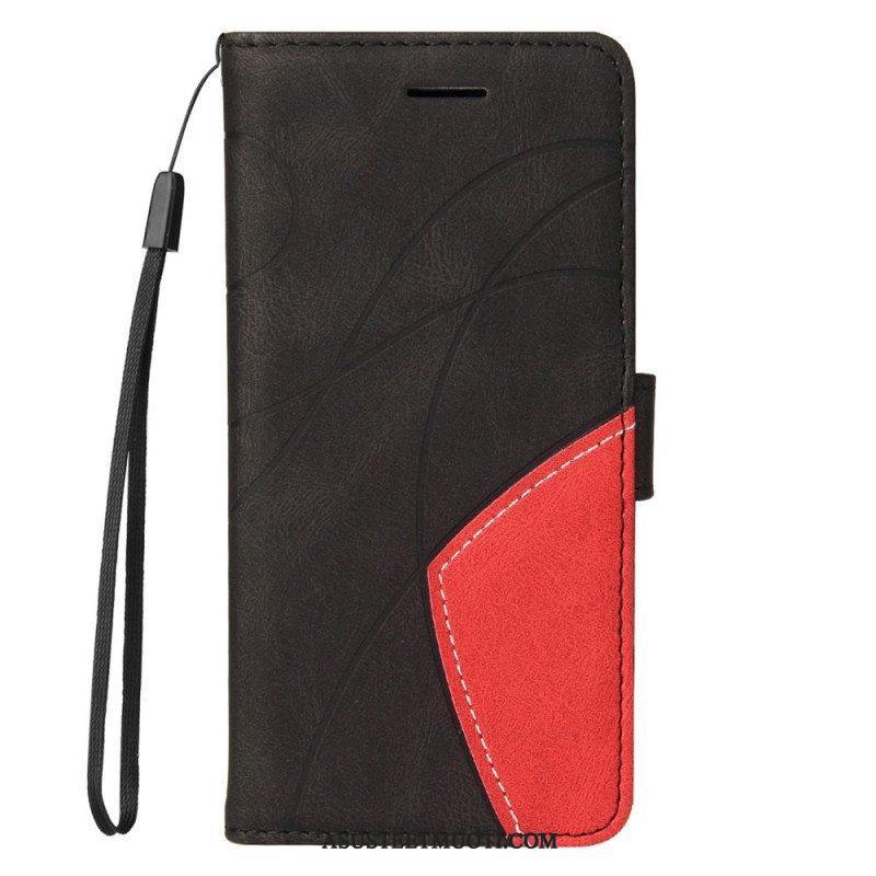 Nahkakotelo Poco M4 Pro 5G Kaksisävyinen Signature Faux Leather