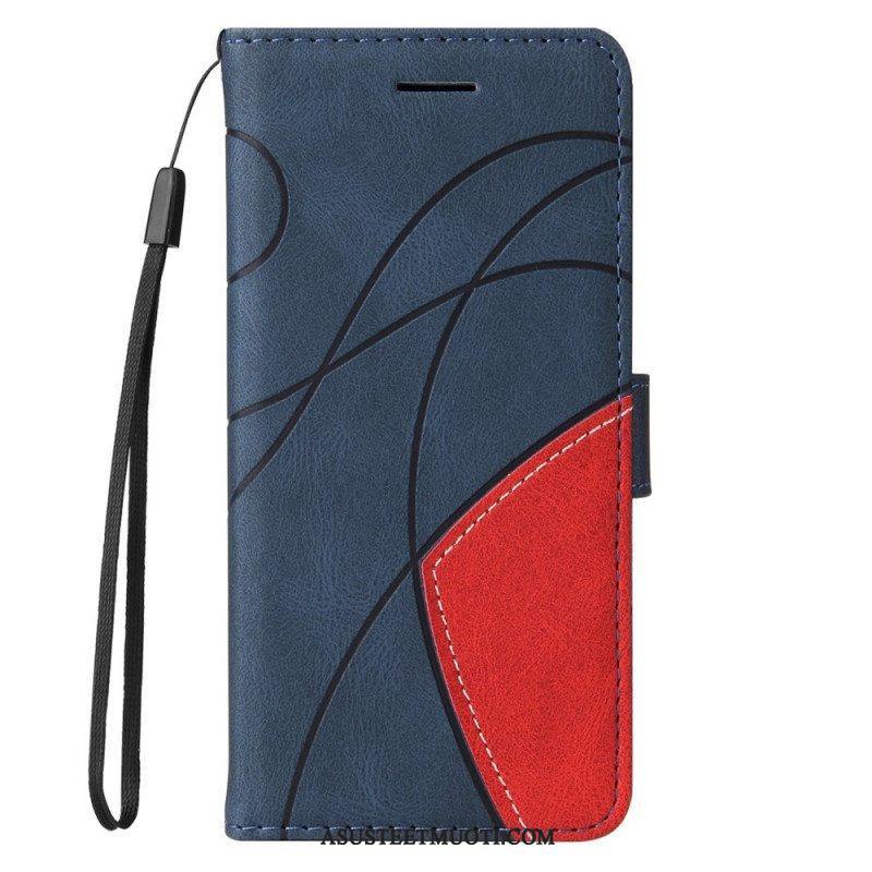 Nahkakotelo Poco M4 Pro 5G Kaksisävyinen Signature Faux Leather