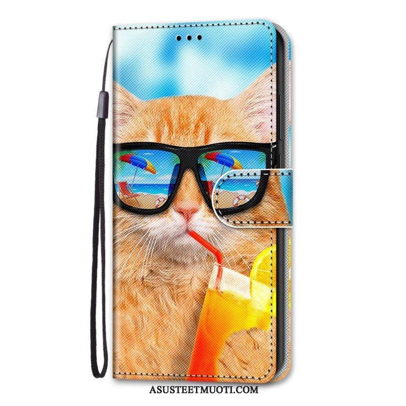 Nahkakotelo Xiaomi 12 / 12X Kissat Kaulanauhalla