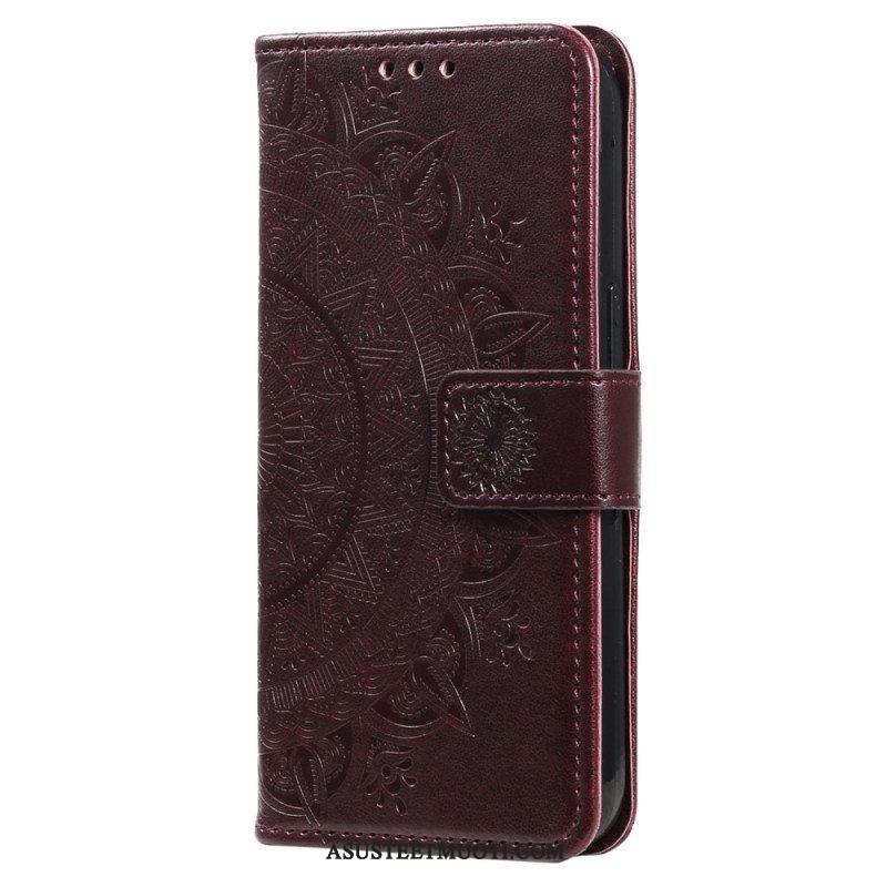Nahkakotelo Xiaomi 13 Mandala-aurinko Kaulanauhalla