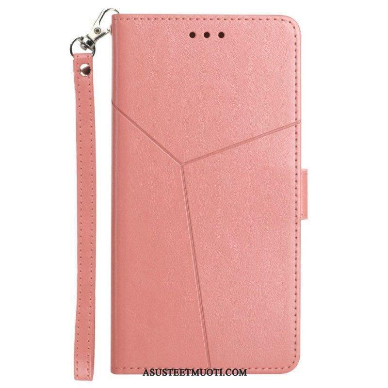 Nahkakotelo Xiaomi Redmi Note 11 Pro Plus 5G Suojaketju Kuori Strappy Geometric Leather Style