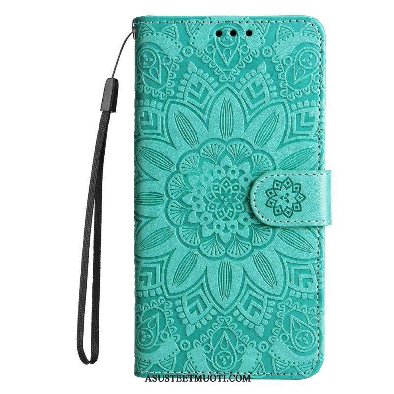 Nahkakotelo Xiaomi Redmi Note 12 5G Suojaketju Kuori Mandala-koriste Hihnalla