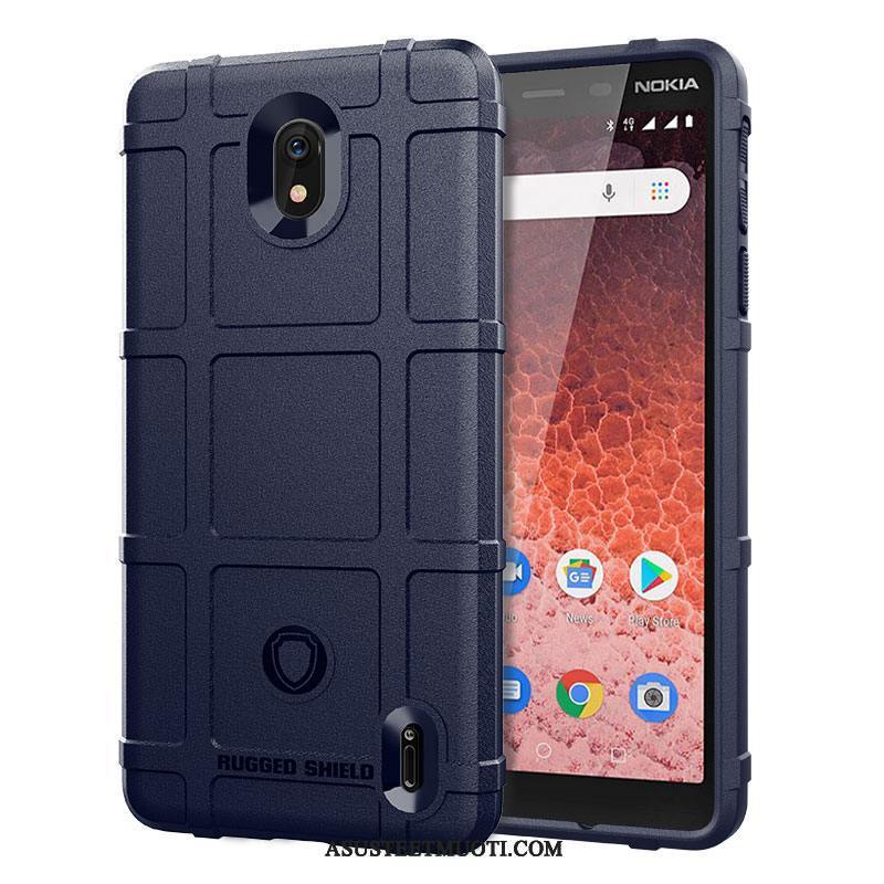 Nokia 1 Plus Kuori Kuoret Silikoni Yksinkertainen Hemming Pu Pesty Suede