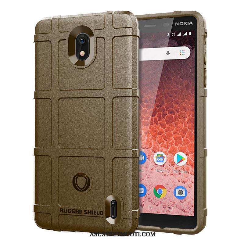 Nokia 1 Plus Kuori Kuoret Silikoni Yksinkertainen Hemming Pu Pesty Suede