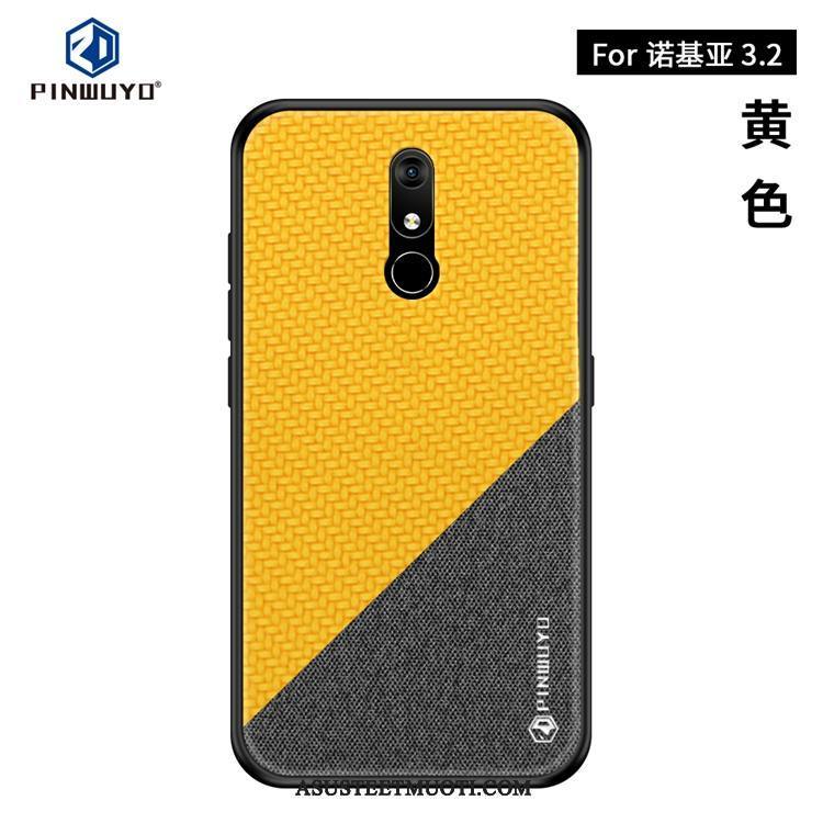 Nokia 3.2 Kuoret Kukkakuvio Pesty Suede Punainen Ohut Kuori