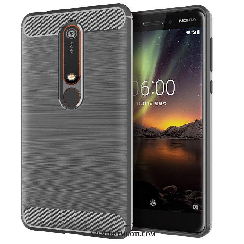 Nokia 6.1 Kuoret Musta Kotelo Kuori Silikoni Murtumaton