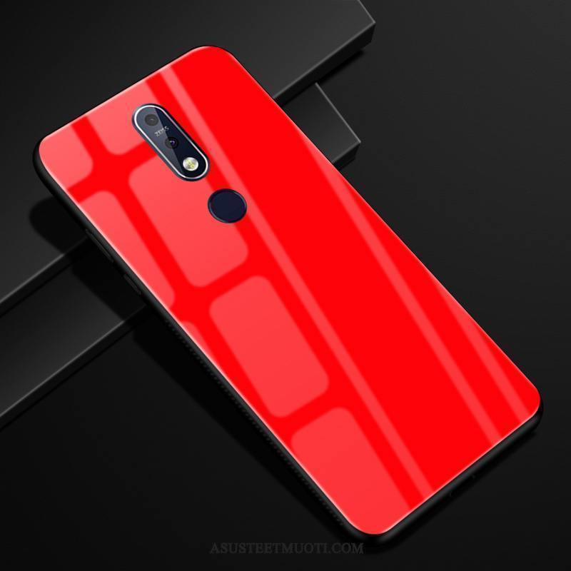 Nokia 7.1 Kuoret Suojaus Punainen Lasi Kuori Kaltevuus
