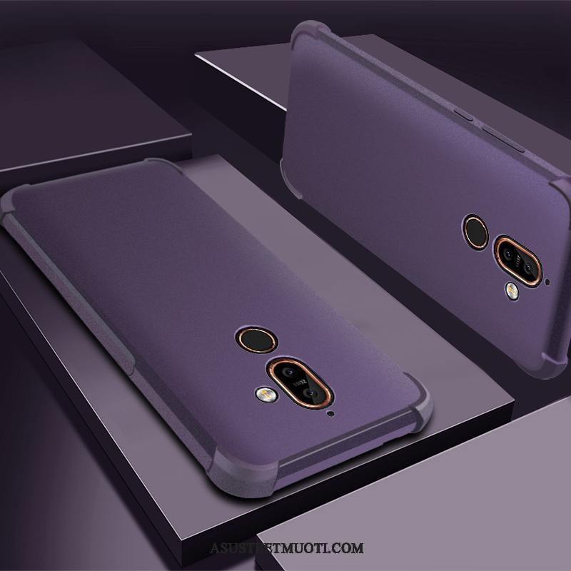 Nokia 7 Plus Kuori Kuoret Silikoni All Inclusive Pesty Suede Violetti