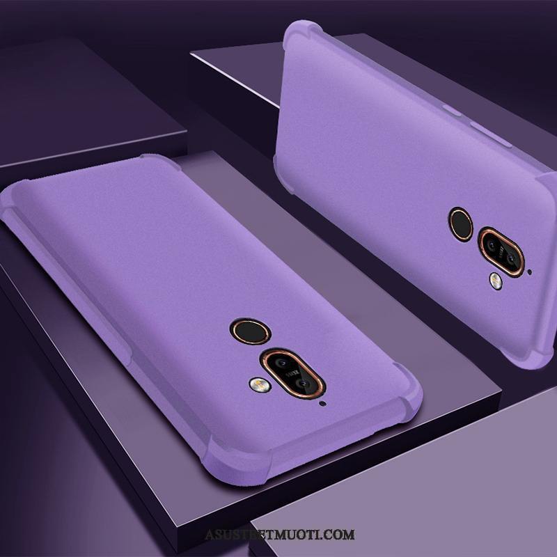 Nokia 7 Plus Kuori Kuoret Silikoni All Inclusive Pesty Suede Violetti