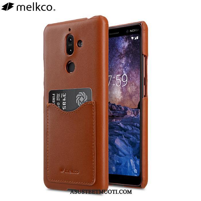 Nokia 7 Plus Kuori Kuoret Takakansi Puhelimen Aito Nahka Suojaus