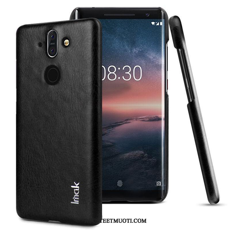 Nokia 8 Sirocco Kuoret Musta Nahka Nahkakotelo Puhelimen Kortti