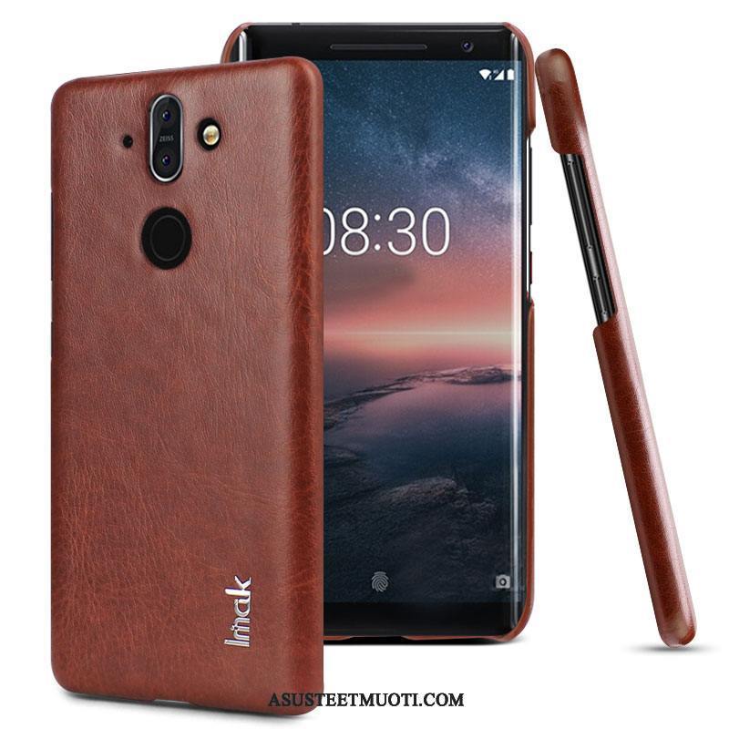 Nokia 8 Sirocco Kuoret Musta Nahka Nahkakotelo Puhelimen Kortti